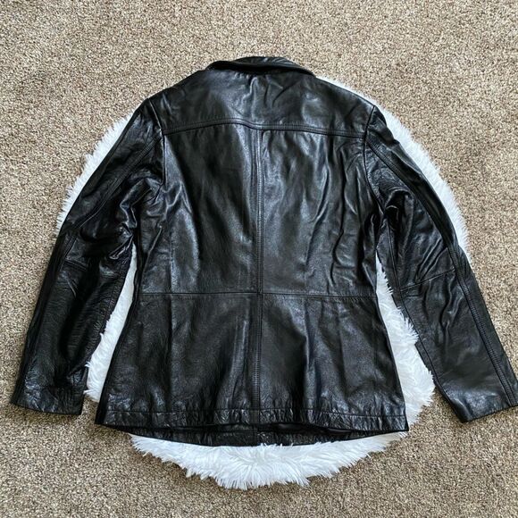Wilson’s Leather Jacket Soft Button Down Pockets Lined Black Women’s Size Large - Picture 2 of 10